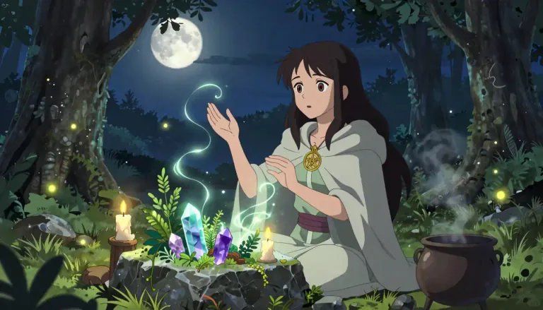 Visual representation of "wiccan" - A person who practices Wicca, which is a modern pagan religion based on the worship of nature and the use of magic.