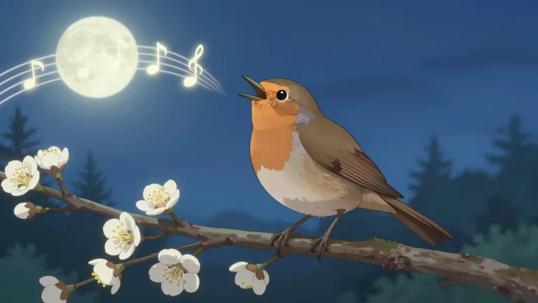 Visual representation of "nightingale" - A small bird known for its powerful and beautiful song, often heard at night.