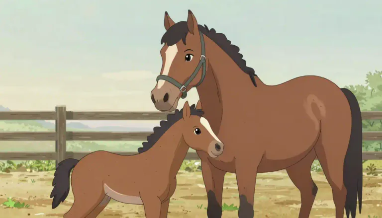 Visual representation of "broodmare" - A female horse that is kept for breeding offspring.
