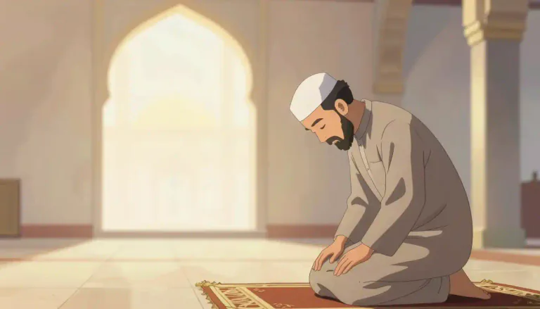 Visual representation of "salat" - A formal Islamic prayer performed five times a day as an act of worship.
