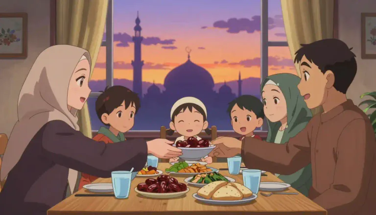 Visual representation of "iftar" - Iftar is the evening meal with which Muslims end their daily Ramadan fast at sunset.