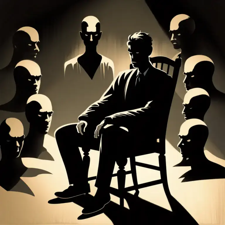 Visual representation of "paranoia" - A mental illness in which a person wrongly believes others are intending harm to them