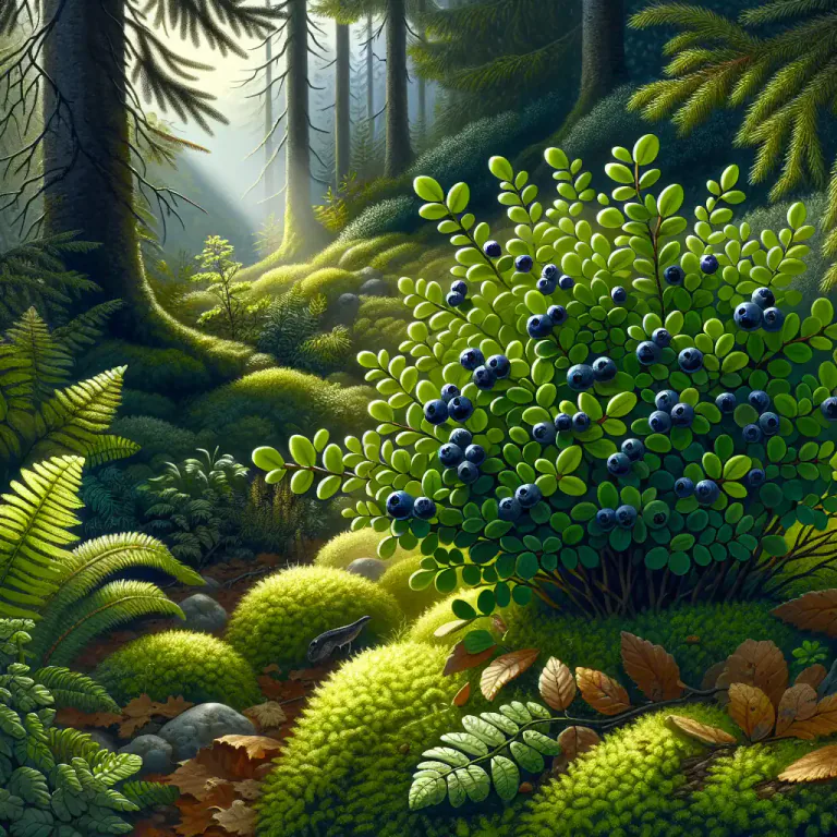 Visual representation of "huckleberry" - A small shrub that produces these berries