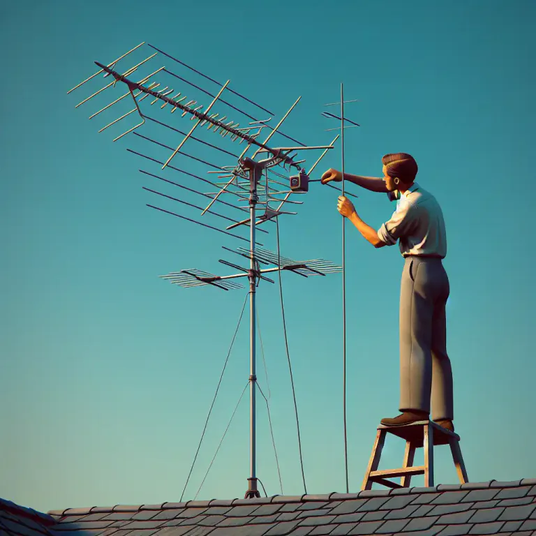Visual representation of "aerial" - A rod, wire, or other structure by which signals are transmitted or received as part of a television or radio set.