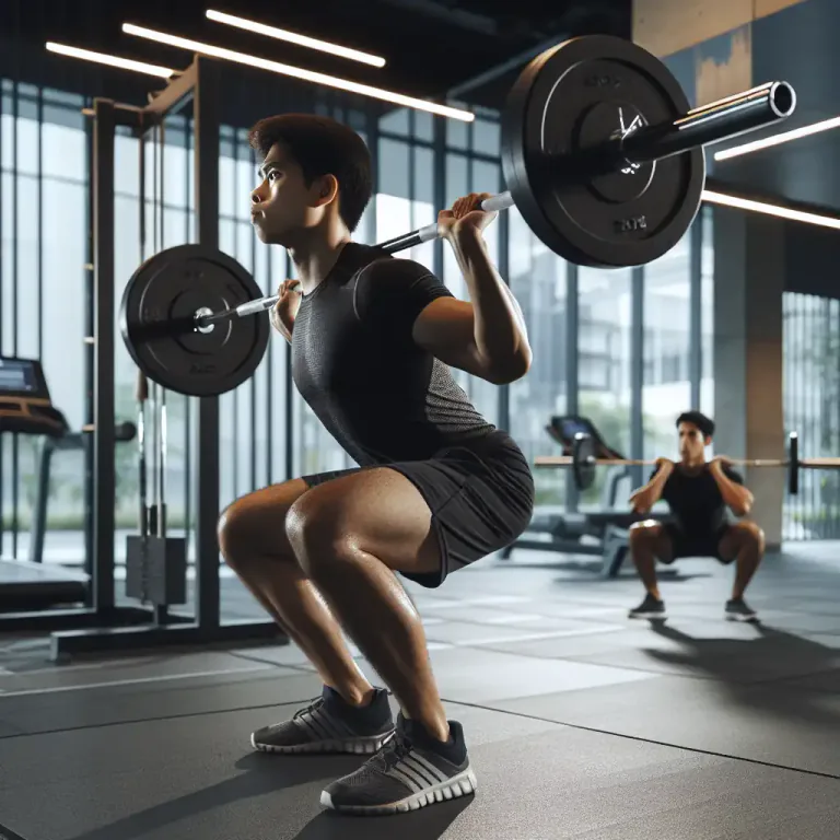 Visual representation of "thruster" - A weightlifting exercise where one squats and then lifts a weight over one's head.
