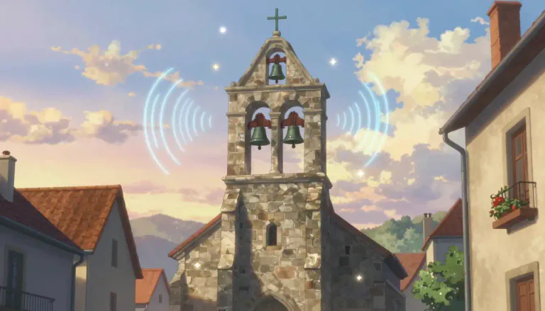 Visual representation of "tintinnabulation" - The sound that bells make, or any similar pleasant ringing sound.