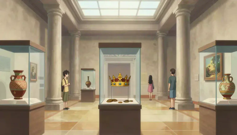 Visual representation of "museum" - A place where old, valuable, or important objects are kept and shown to the public.