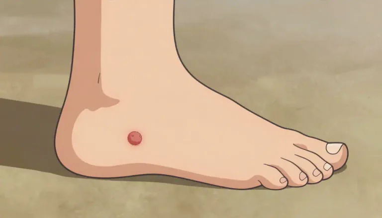 Visual representation of "verruca" - A verruca is a small, round growth on the skin caused by a viral infection, often seen on the feet.