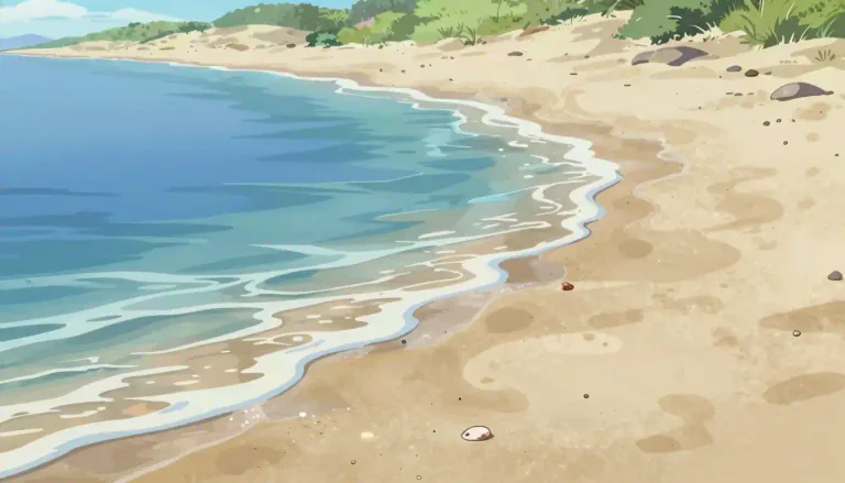 Visual representation of "shoreline" - The edge of a body of water where it meets the land.