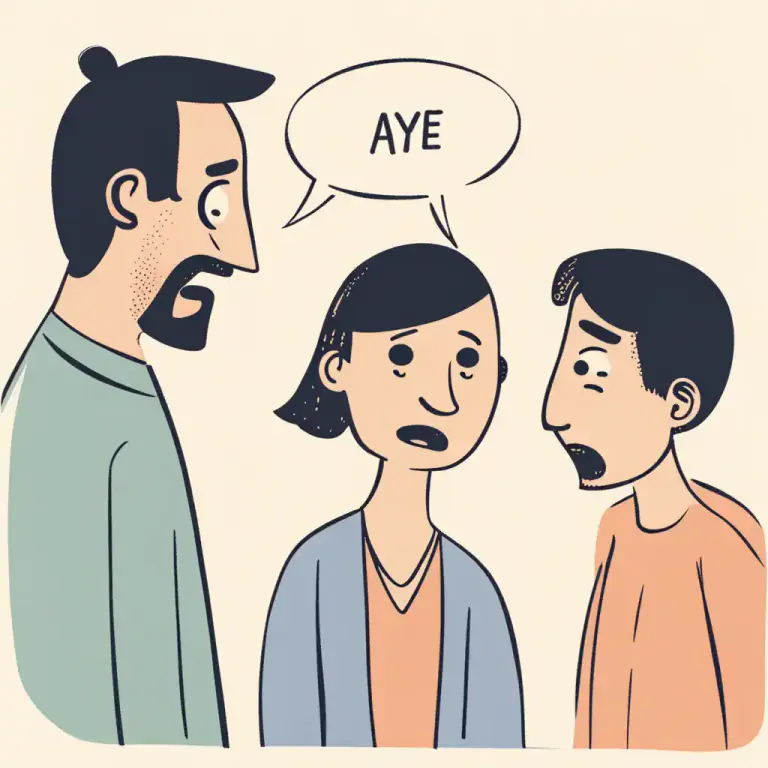 Visual representation of "aye" - Used to express agreement or consent