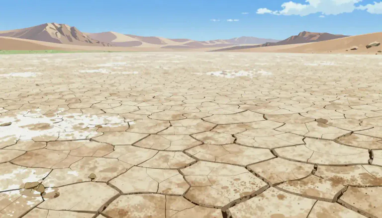 Visual representation of "playa" - A dry lake bed that is often found in desert regions, typically consisting of clay and salt.
