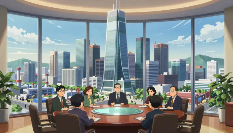 Visual representation of "chaebol" - A large South Korean business conglomerate typically controlled by a single family.