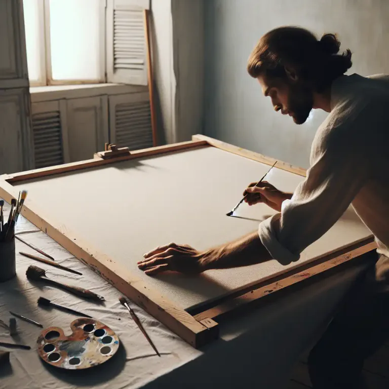 Visual representation of "stretcher" - A frame that holds a painting canvas taut while the artist paints.