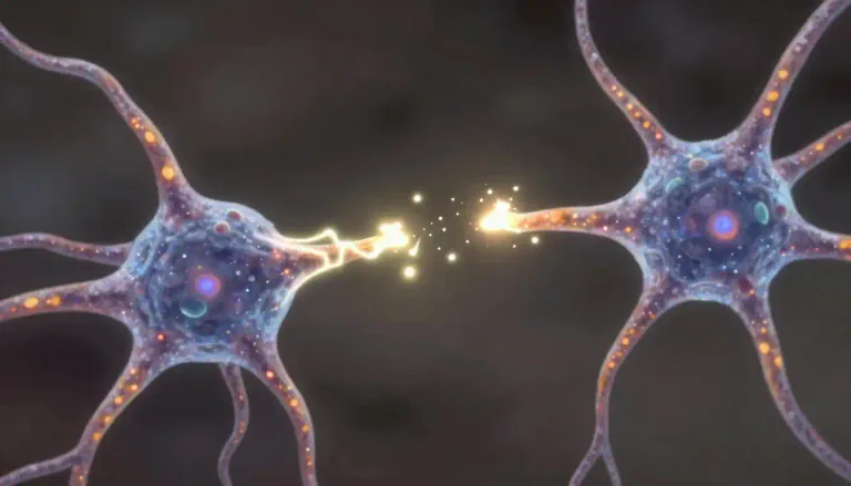 Visual representation of "synapse" - A synapse is a small gap between nerve cells where signals are transmitted from one cell to another.