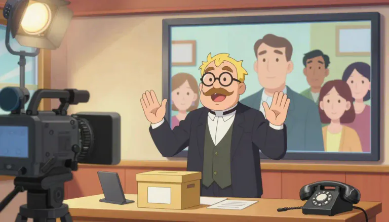 Visual representation of "televangelist" - A televangelist is a member of the clergy who uses television to preach and promote religious belief, often encouraging viewers to contribute money for their ministry.
