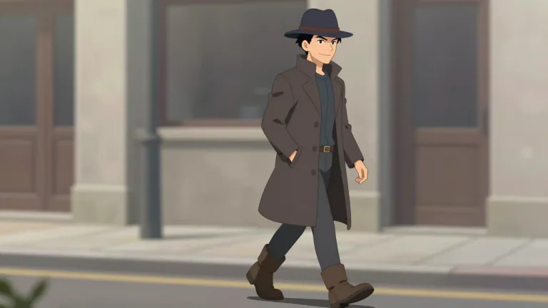 Visual representation of "rakishly" - In a stylish and confident manner.