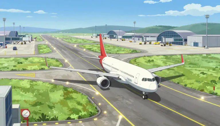Visual representation of "taxiway" - A taxiway is a path built for aircraft to move on the ground at an airport, connecting runways with terminals or other facilities.