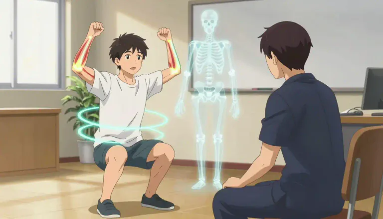 Visual representation of "kinesiology" - The study of the mechanics of body movements.