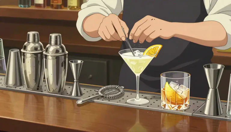 Visual representation of "barware" - Glassware and utensils designed for the preparation and serving of cocktails and other alcoholic beverages.