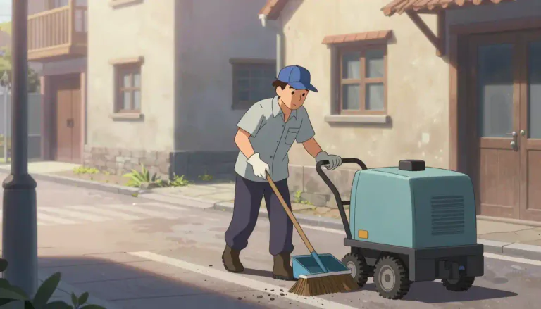 Visual representation of "sweeper" - A person or machine that cleans streets or floors by sweeping