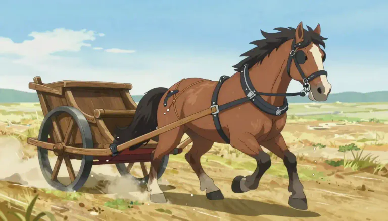 Visual representation of "horsepower" - A unit of power based on the power produced by a horse pulling.