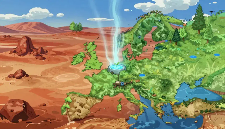 Visual representation of "terraform" - To alter the environment of a planet or moon to make it similar to Earth, enabling the development of life.