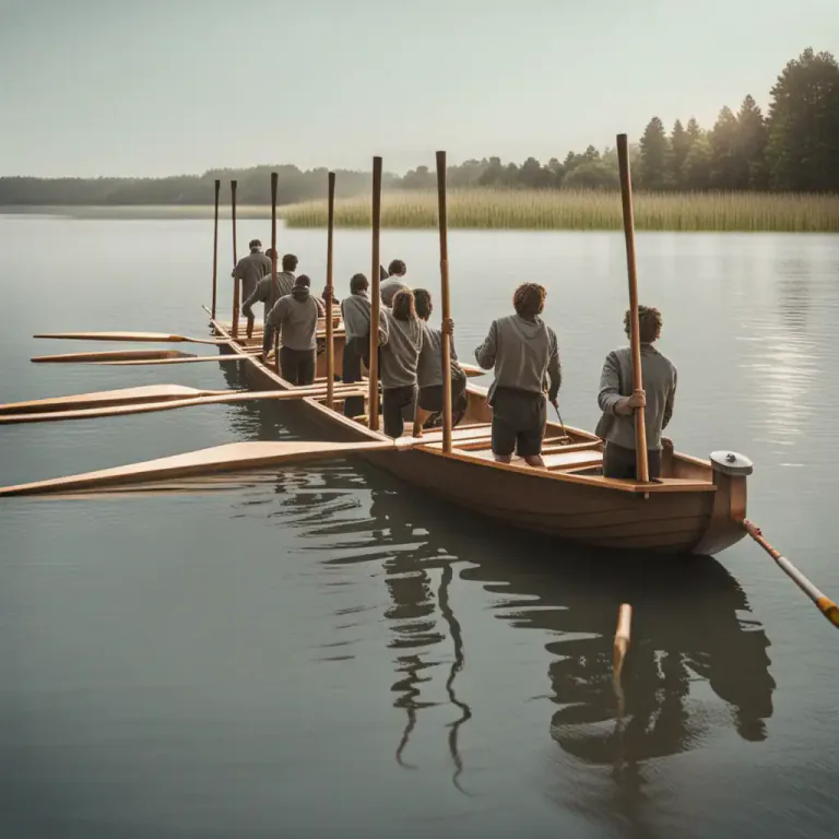 Visual representation of "oar" - To move a boat with oars.