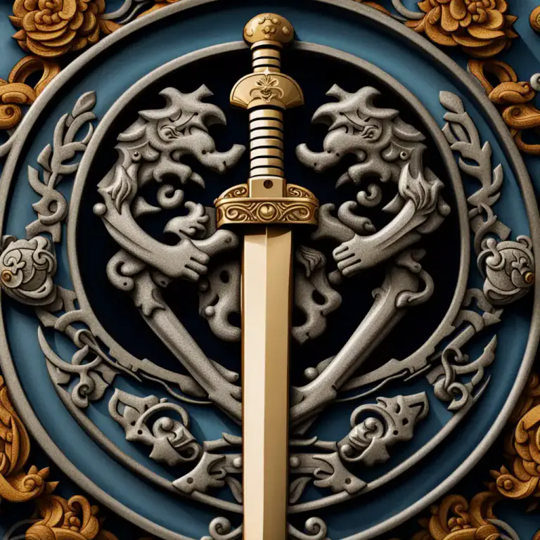 Visual representation of "arm" - In coats of arms, the part of a crest representing a human arm.
