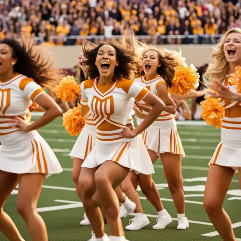 Visual representation of "cheer" - A set rhythmic shout intended to encourage a sports team