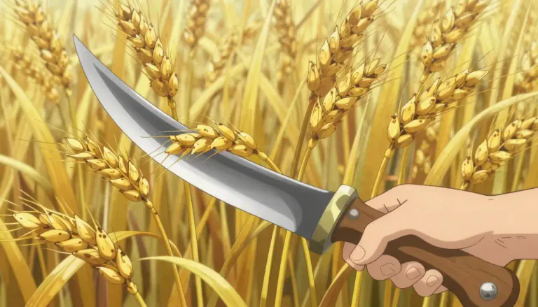 Visual representation of "sickle" - A tool with a curved, sharp blade used for cutting long grass or crops