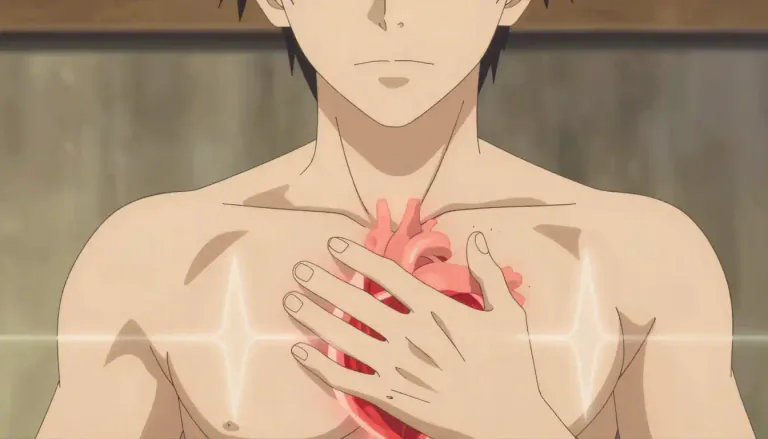 Visual representation of "heartbeat" - The act and sound of the heart pumping blood.