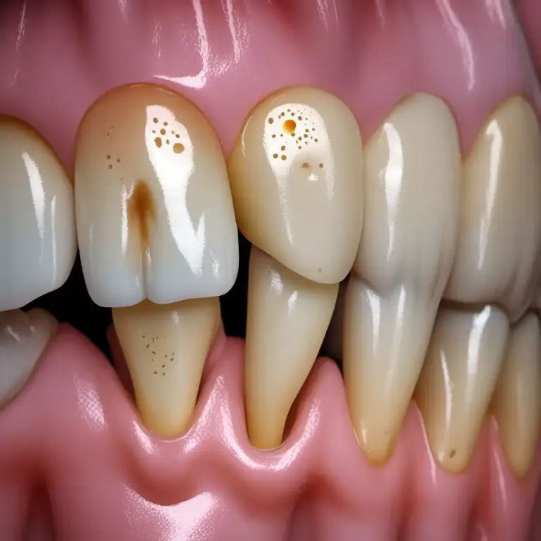 Visual representation of "decay" - In dental pathologies, damage to teeth caused by bacteria