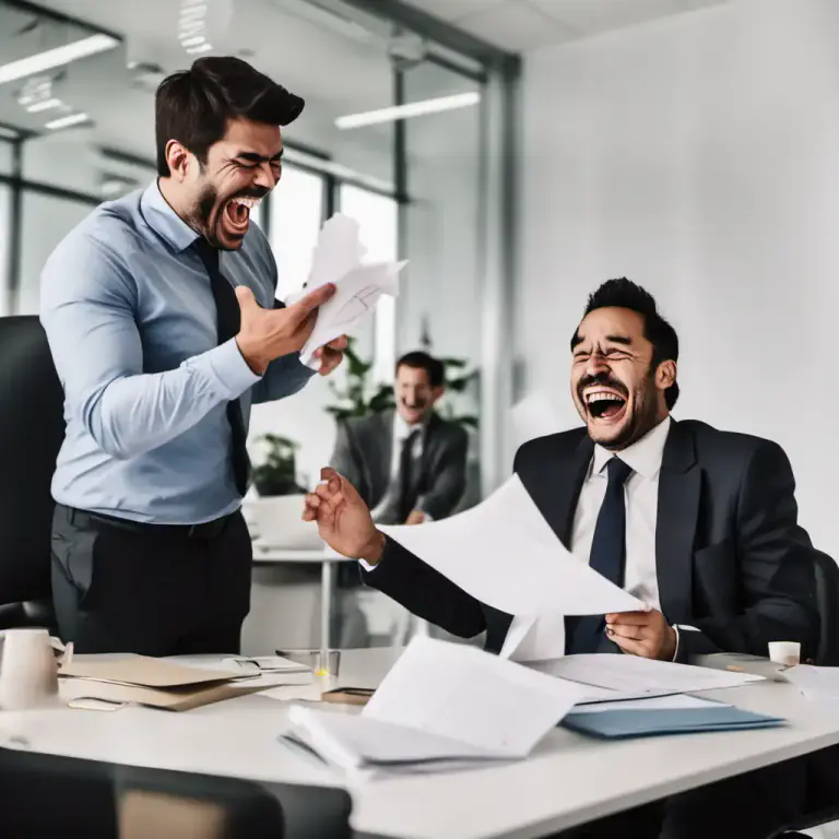 Visual representation of "laugh in somebody’s face" - To show scorn or disrespect to somebody by laughing at them directly.
