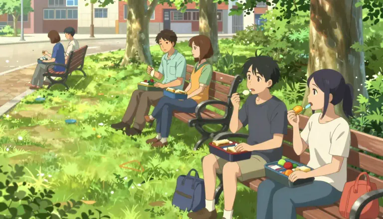 Visual representation of "lunchtime" - The time in the middle of the day when people usually eat lunch