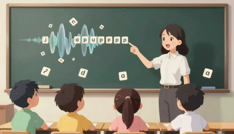 Visual representation of "phonics" - A method of teaching people to read by correlating sounds with letters or groups of letters.