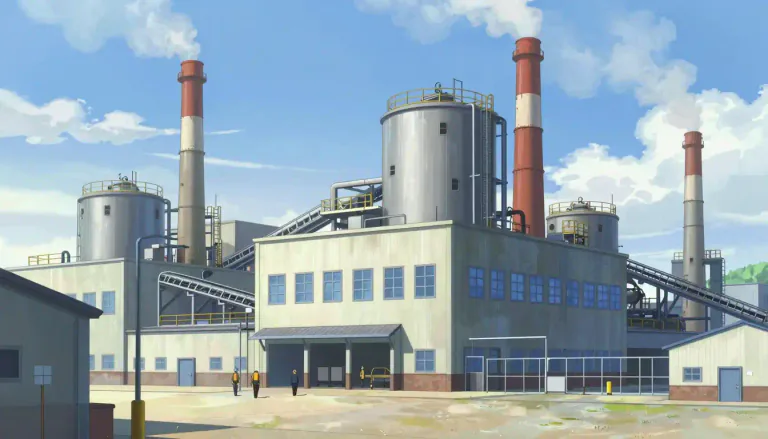 Visual representation of "factory" - A building or group of buildings where products are made.