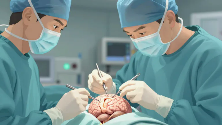 Visual representation of "lobotomy" - A surgical operation that involves cutting into the brain to treat mental illness.