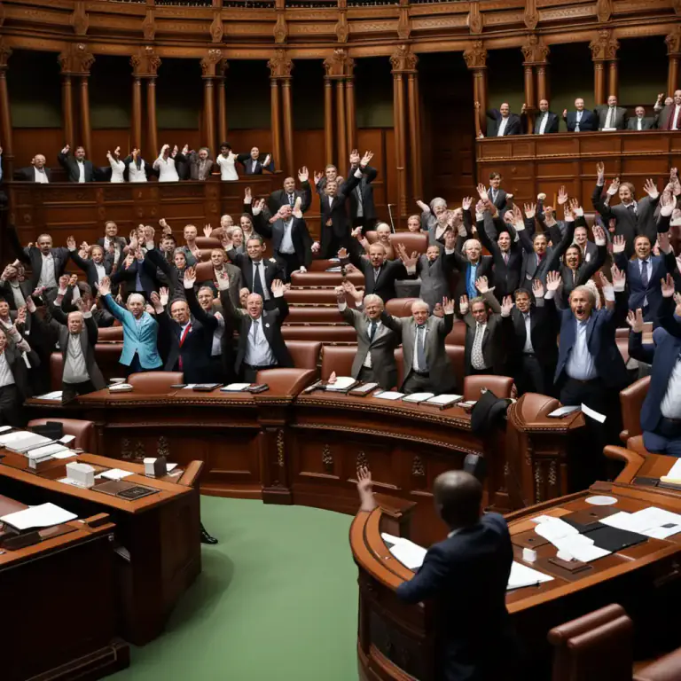 Visual representation of "vote through" - To approve or support something like a law or resolution etc. by voting