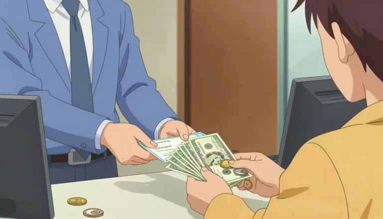 Visual representation of "encash" - To convert a check or other form of money into cash.