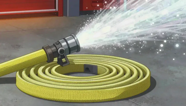 Visual representation of "firehose" - A hose used to convey water to extinguish fires, typically made of flexible and durable materials.