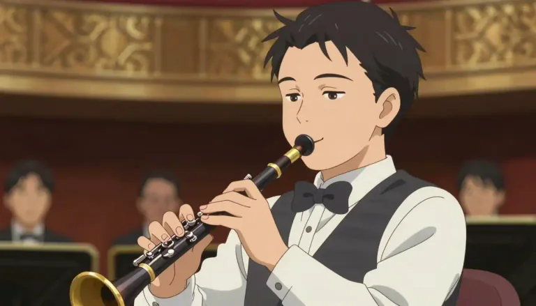 Visual representation of "oboist" - A person who plays the oboe in a musical performance