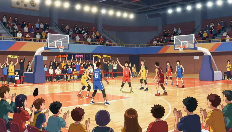 Visual representation of "homecourt" - The location where a team plays its home games, typically associated with a competitive advantage due to familiarity and support from local fans.