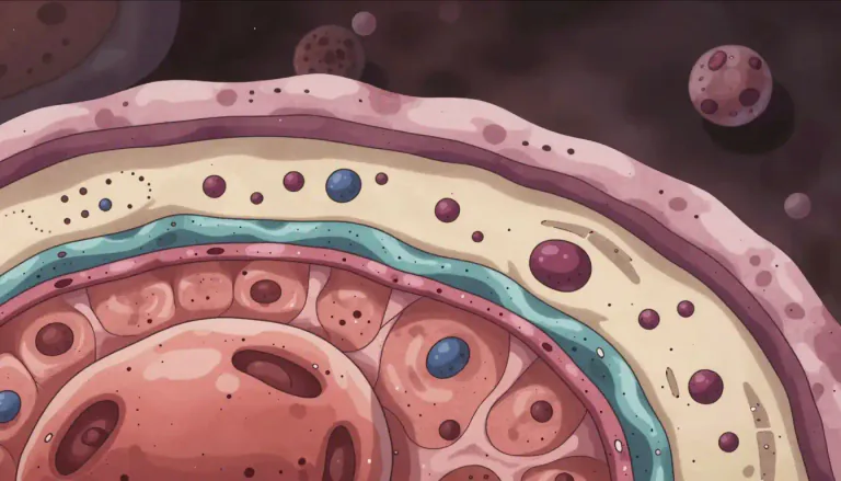 Visual representation of "ultrastructural" - Related to the microscopic details of the structure of biological tissues or materials, observed at a level finer than that visible through standard optical microscopy.