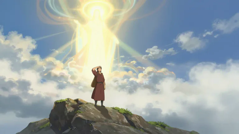 Visual representation of "theophany" - A theophany is an appearance of a deity to a human being.