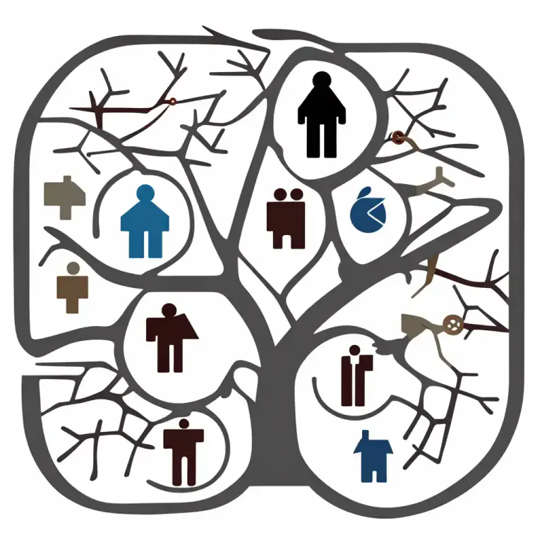 Visual representation of "hereditary" - In computing, a concept where properties or characteristics are passed from a 'parent' element to a 'child' element.
