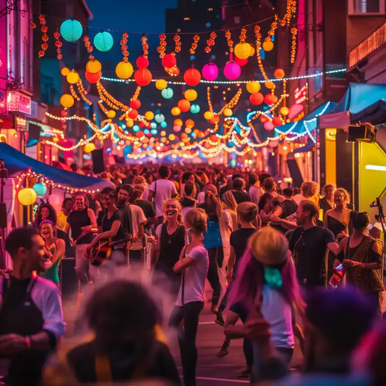 Visual representation of "carnival" - A noisy and lively celebration or event