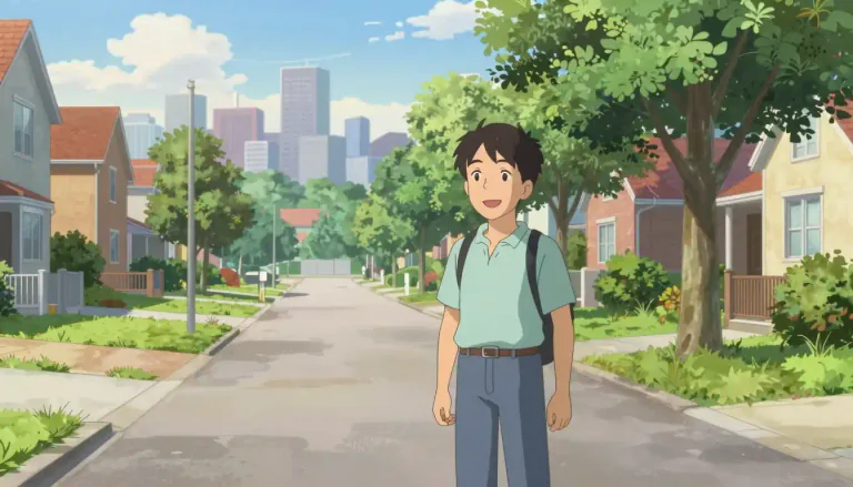 Visual representation of "suburbanite" - A person who lives in suburbia, an area surrounding a city, typically characterized by residential neighborhoods.