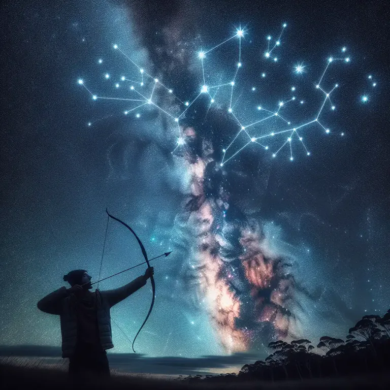 Visual representation of "sagittarius" - Sagittarius is a constellation, grouping of stars in space, that looks like an archer.