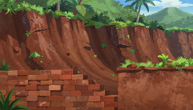 Visual representation of "laterite" - A type of soil that is rich in iron and aluminum and is typically formed in tropical areas through the weathering of rocks.
