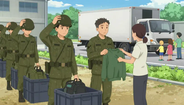 Visual representation of "demobilize" - To release someone, especially soldiers, from their duties, or to return them to a normal life after their duties